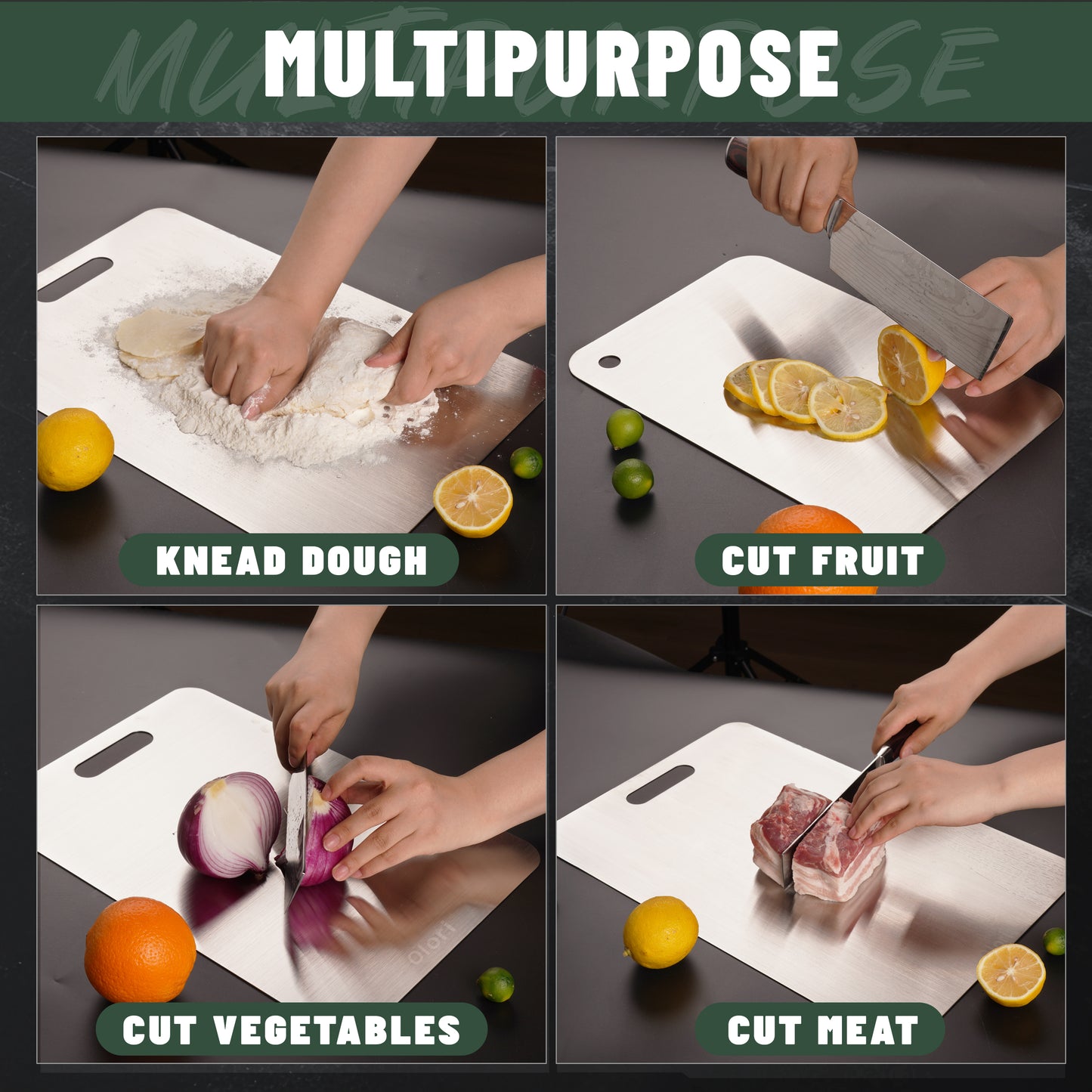 Titanium Cutting Board - 100% Pure for Kitchen - Cutting Edge Hygiene & Durability, Home Cooking, Easy to Clean